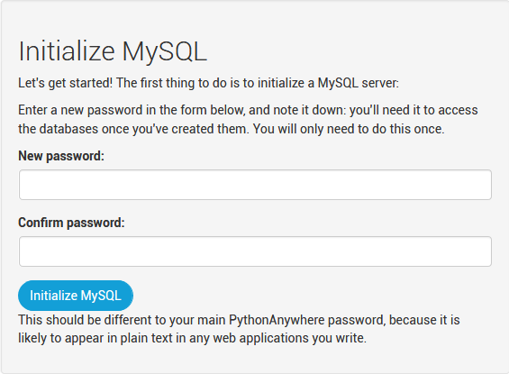 Iniciar servidor de MySQL en PythonAnywhere